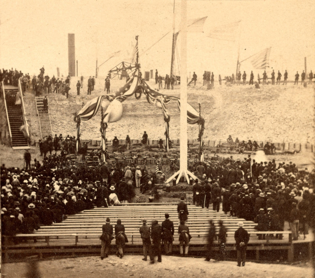 Detail of Interior of Fort Sumpte, Charleston Harbor, S.C., April 14th, 1865. Awaiting the arrival of Gen. Anderson and the invited guests to inaugurate the ceremony of raising the old flag by Anonymous