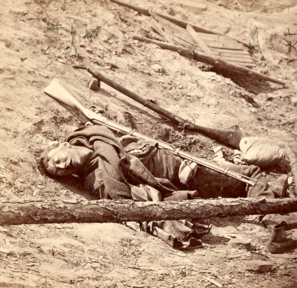 Detail of Dead Confederate soldier in the trenches, USA by Anonymous