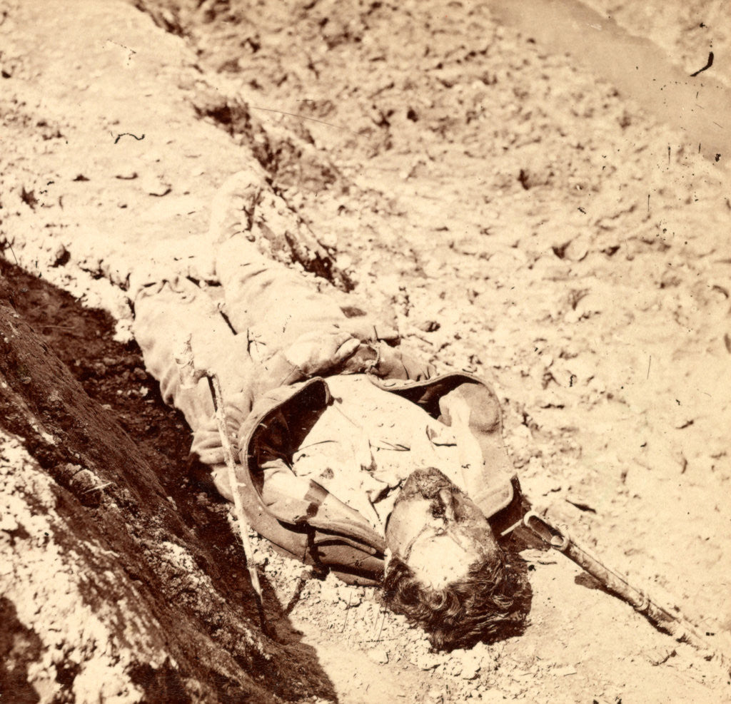 Detail of Dead Confederate soldier in the trenches, USA by Anonymous
