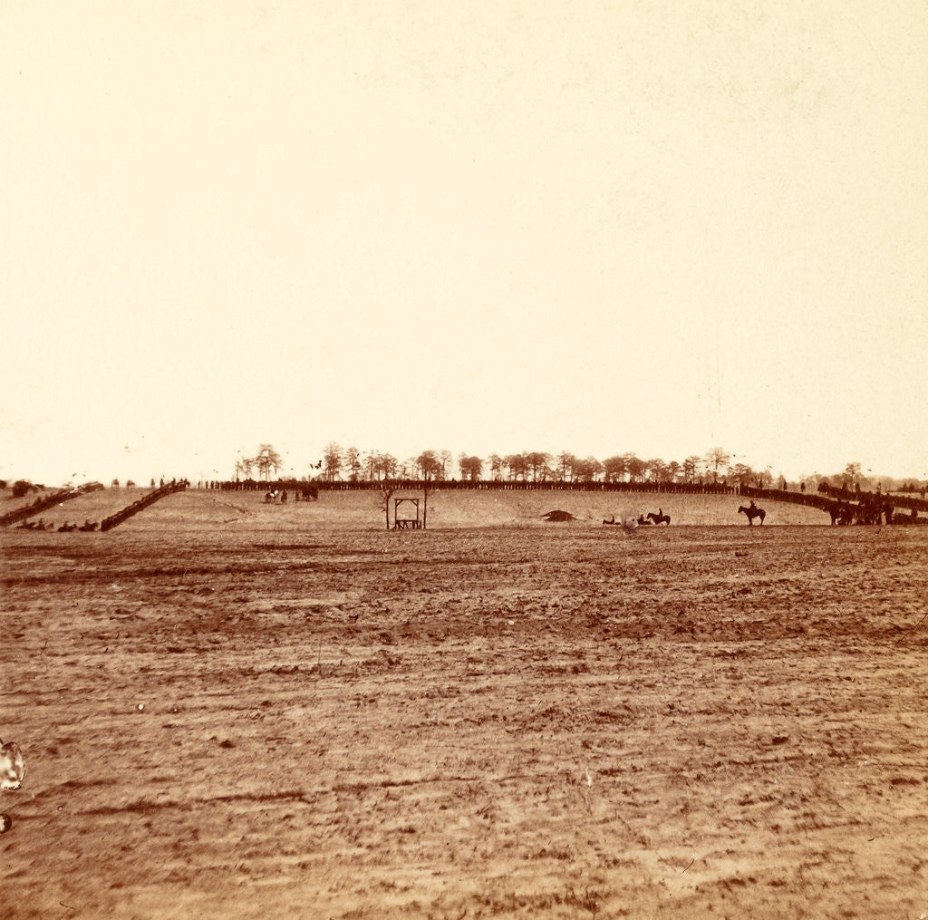 Detail of Troops drawn up in Hallow Square to witness an execution, USA by Anonymous