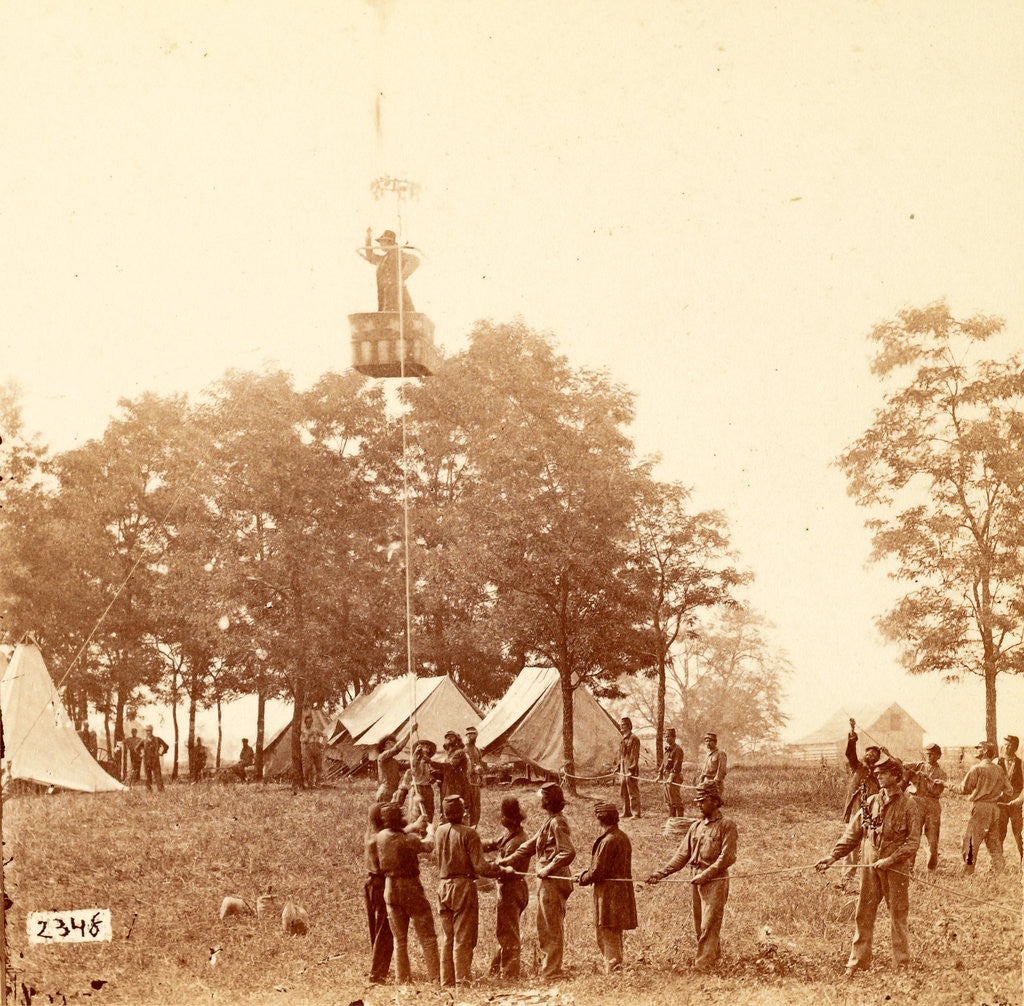 Detail of Professor Lowe in his balloon by Anonymous