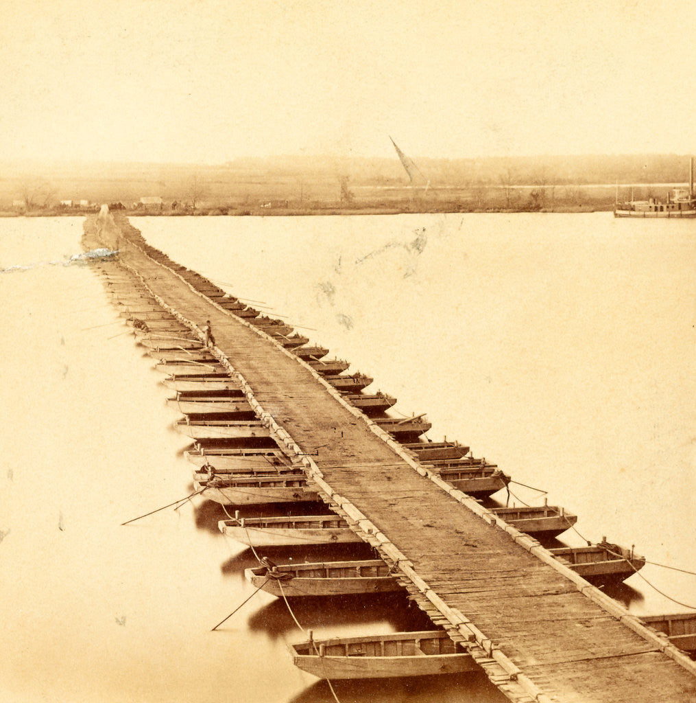 Detail of View of James River pontoon bridge, from south side, above Jones' Landing, USA by Anonymous