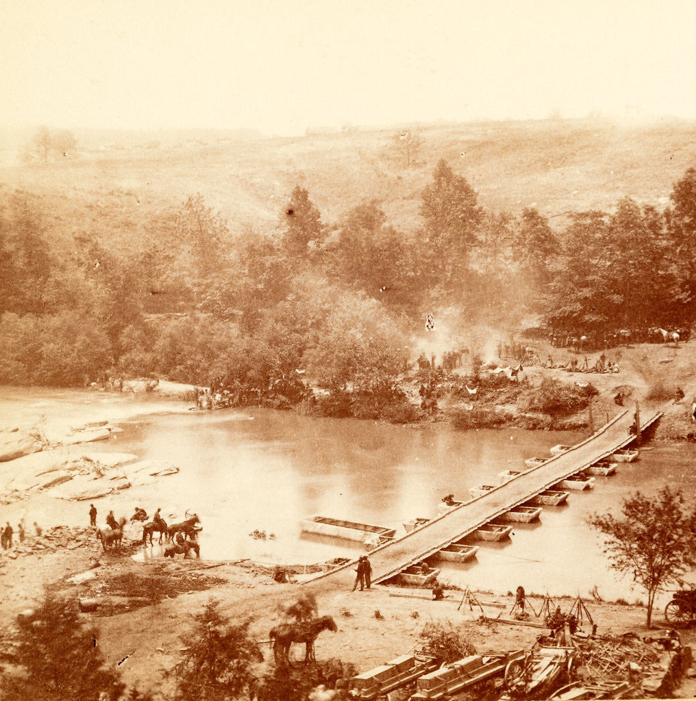 Detail of A canvas pontoon bridge, USA by Anonymous