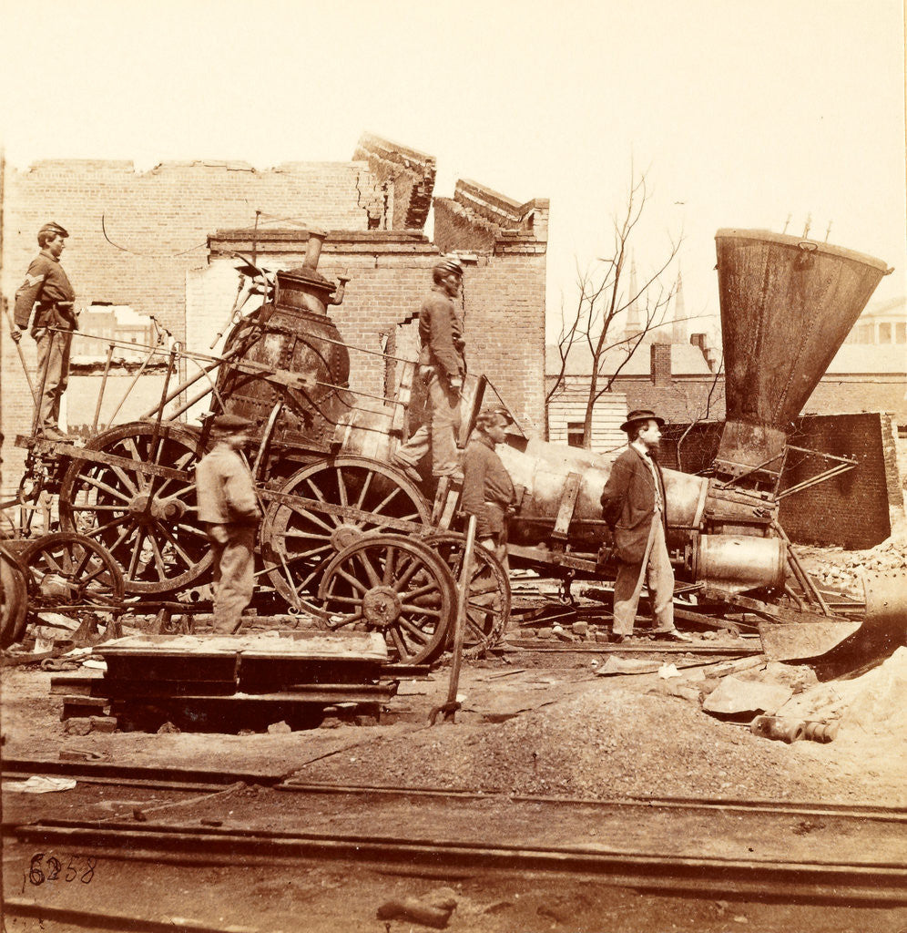 Detail of A crippled locomotive in Richmond, USA by Anonymous