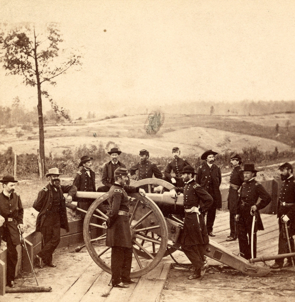Detail of Maj. Gen. Sherman and staff. This view was taken in the trenches before Atlanta, Ga., USA by Anonymous