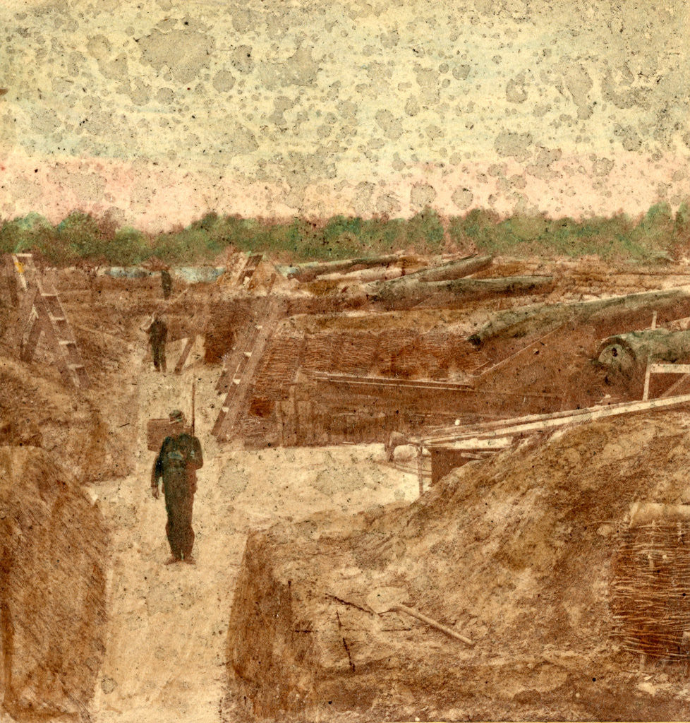 Detail of Northeast view of Battery no. 1, at Farnhold's house, York River, mounting one 200 pound & five 100 pound rifled guns, USA by Anonymous