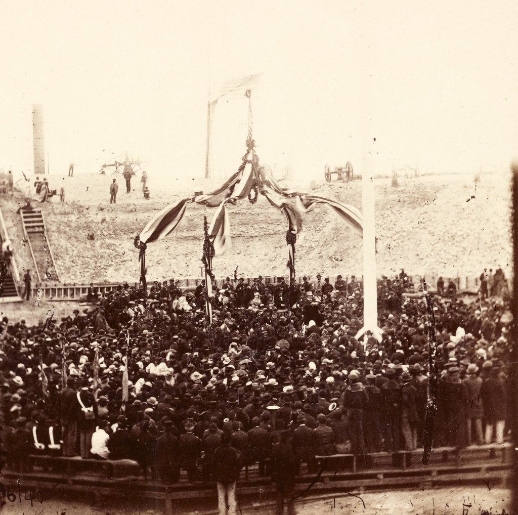 Detail of Raising the old flag over Fort Sumter, USA by Anonymous