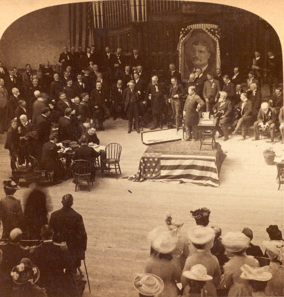 Detail of Major Jenkins receiving South Carolina's sword from President Roosevelt, Exposition Auditorium, Charleston, S.C., USA by Anonymous