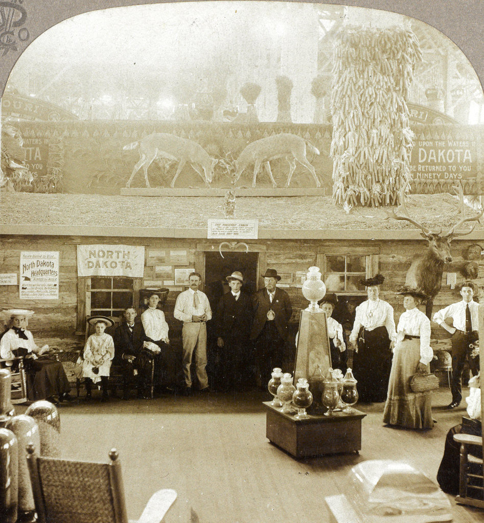 Detail of Pres. Roosevelt's log cabin, N. Dakota exhibit, Agricultural Building, Louisiana Purchase Exposition, USA by Anonymous