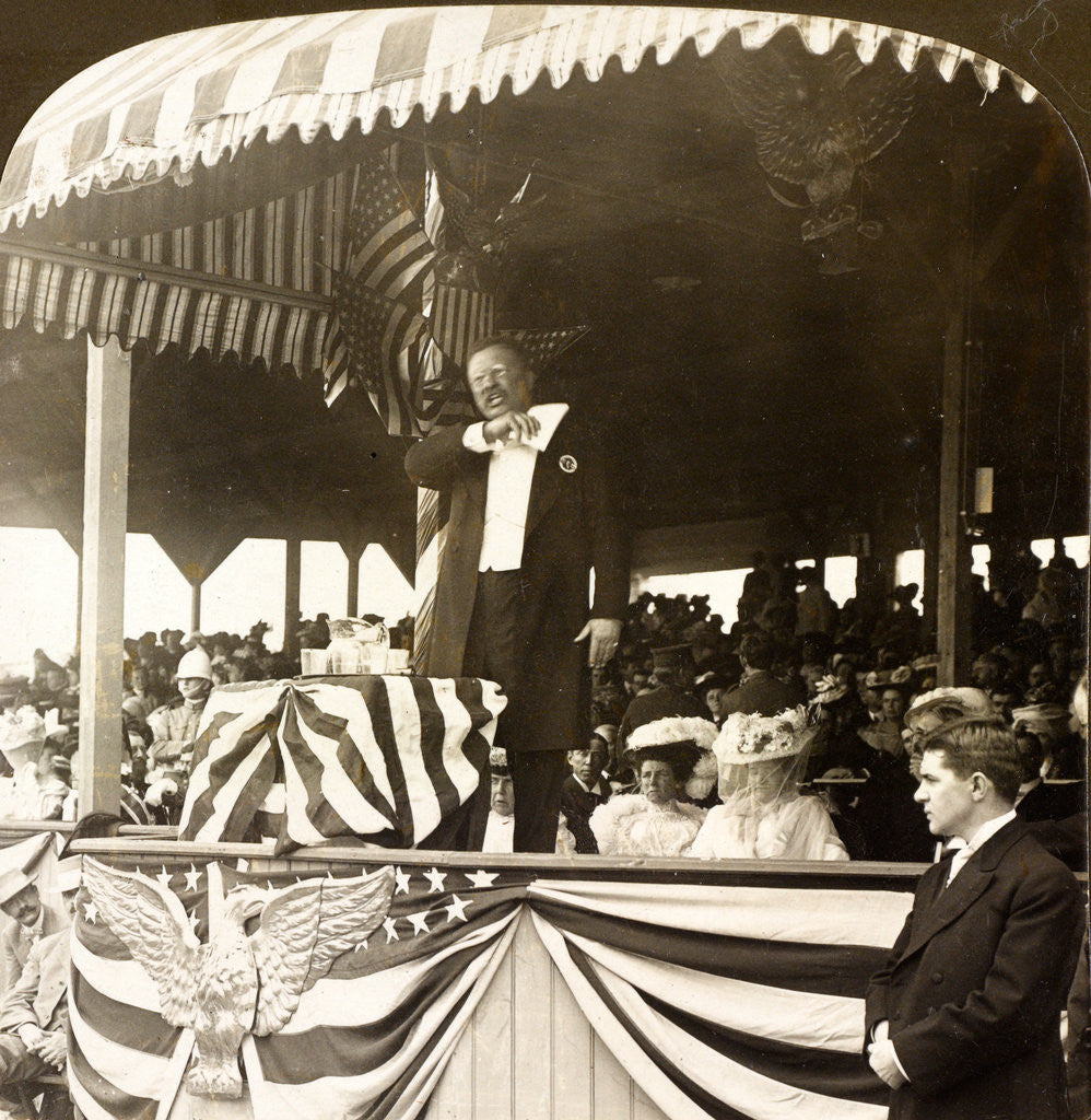 Detail of President Roosevelt delivering his address, Georgia Day, Jamestown Exposition, VA, USA by Anonymous