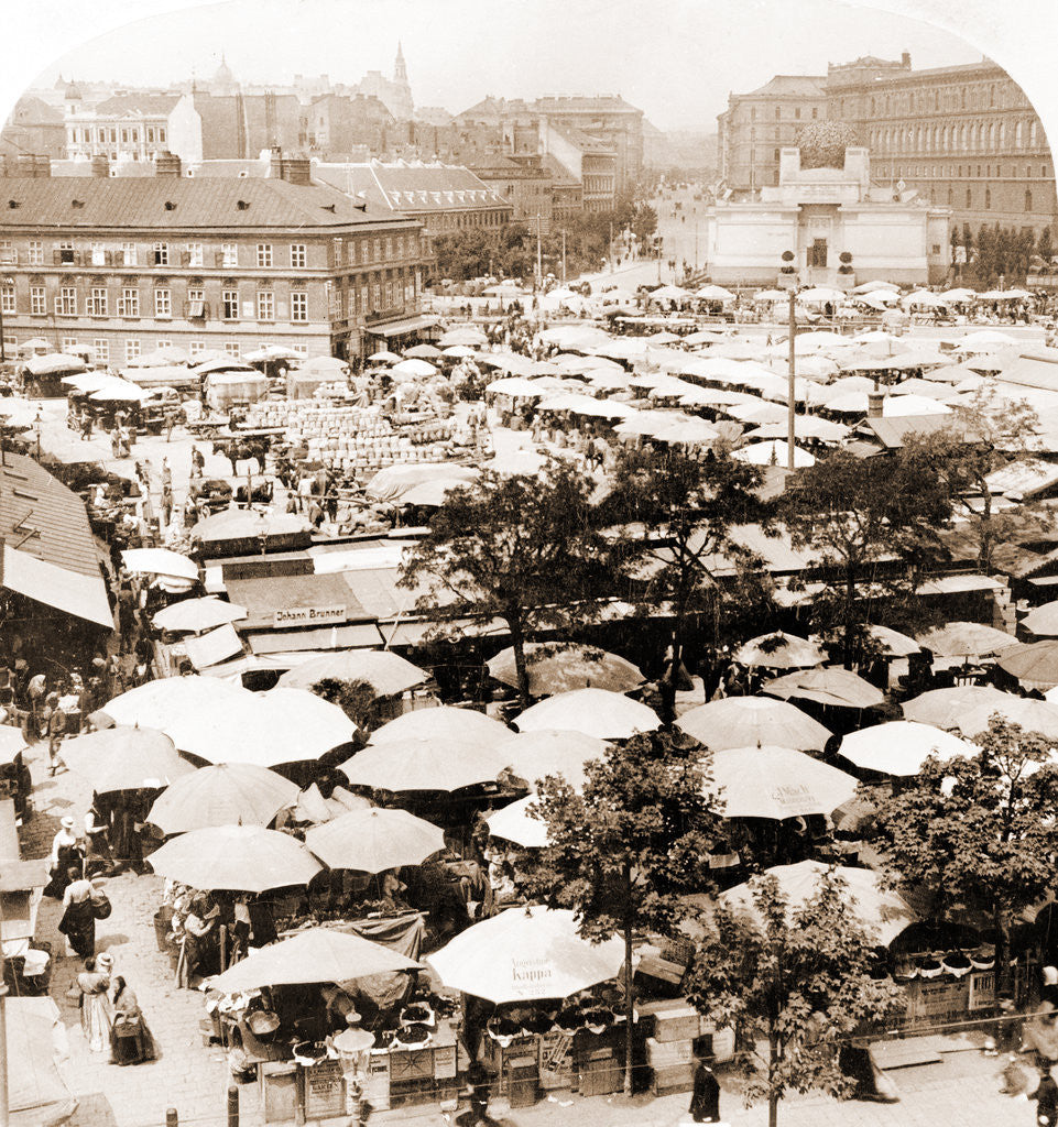 Detail of The fruit market, west over the great market place, Vienna, Austria by Anonymous