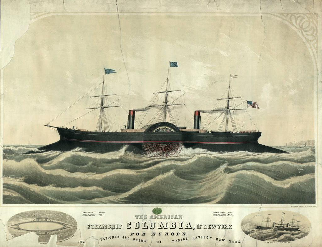 Detail of The American steamship Columbia, of New York for Europe by Anonymous