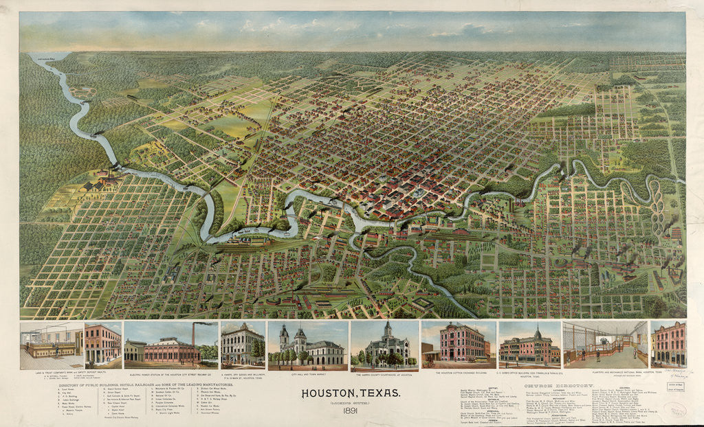 Detail of Houston, Texas (looking south) 1891 by Anonymous