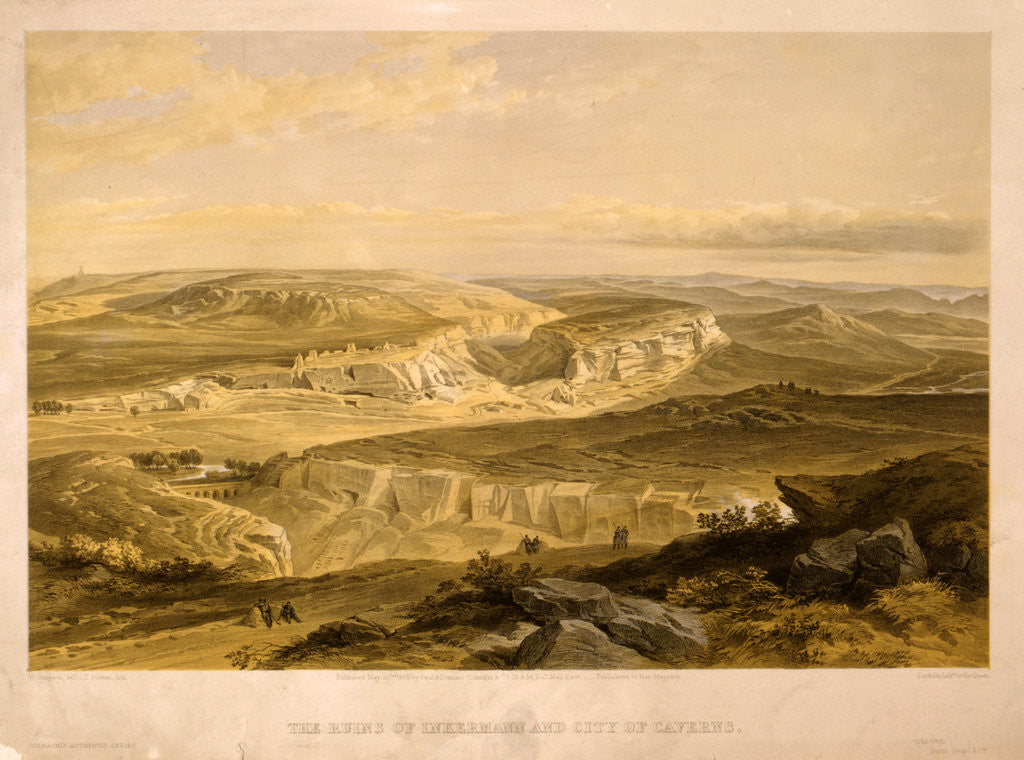 Detail of The ruins of Inkermann and city of caverns by William Simpson