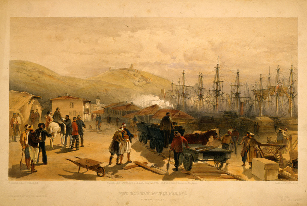 Detail of The railway at Balaklava, looking south by William Simpson