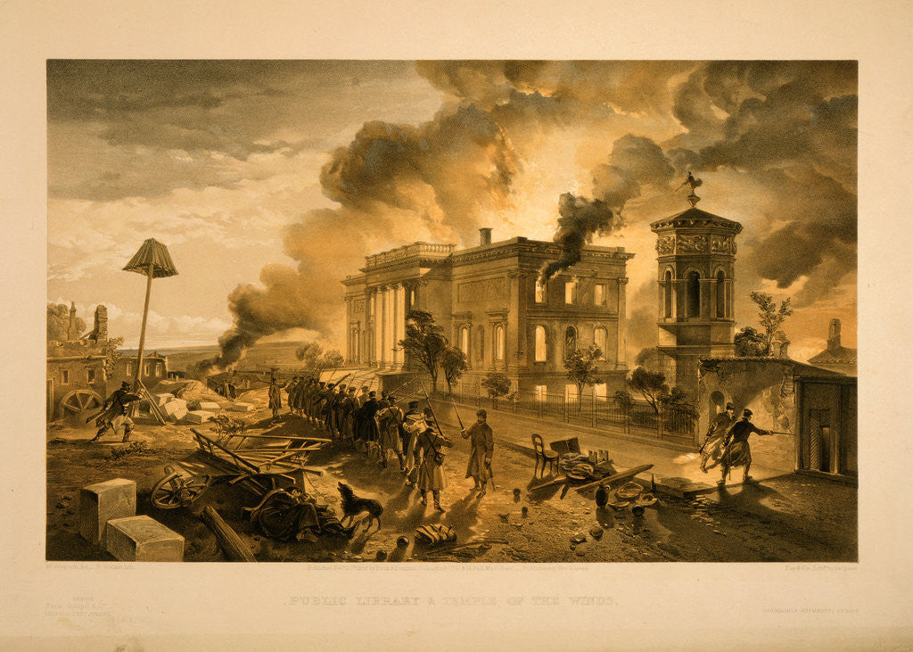 Detail of Public library and temple of the winds by William Simpson