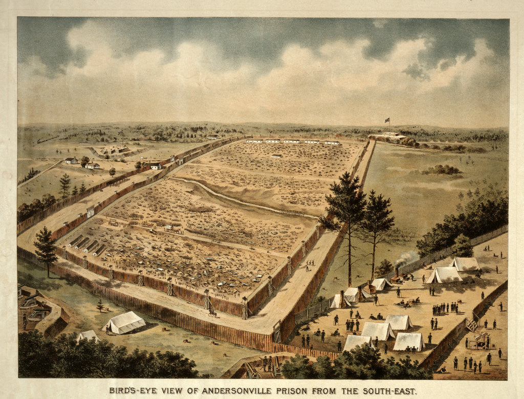 Detail of Bird's-eye view of Andersonville Prison from the south-east by Anonymous