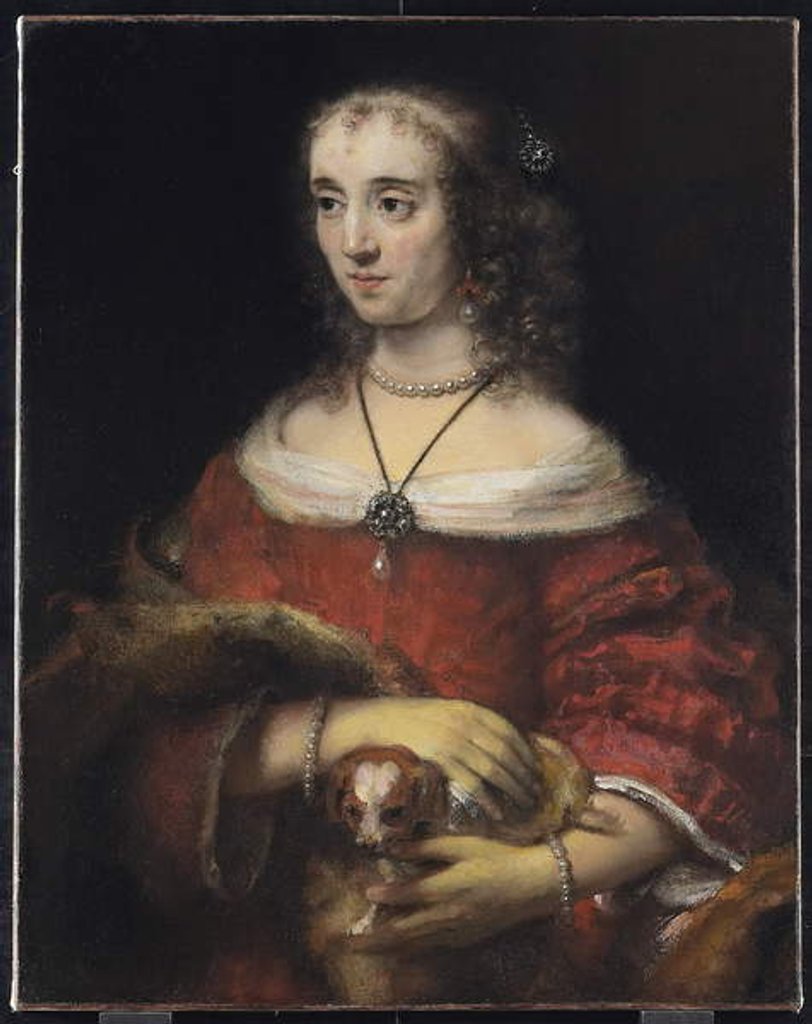 Detail of Portrait of a Lady with a Lap Dog, c.1665 by Rembrandt Harmensz. van Rijn