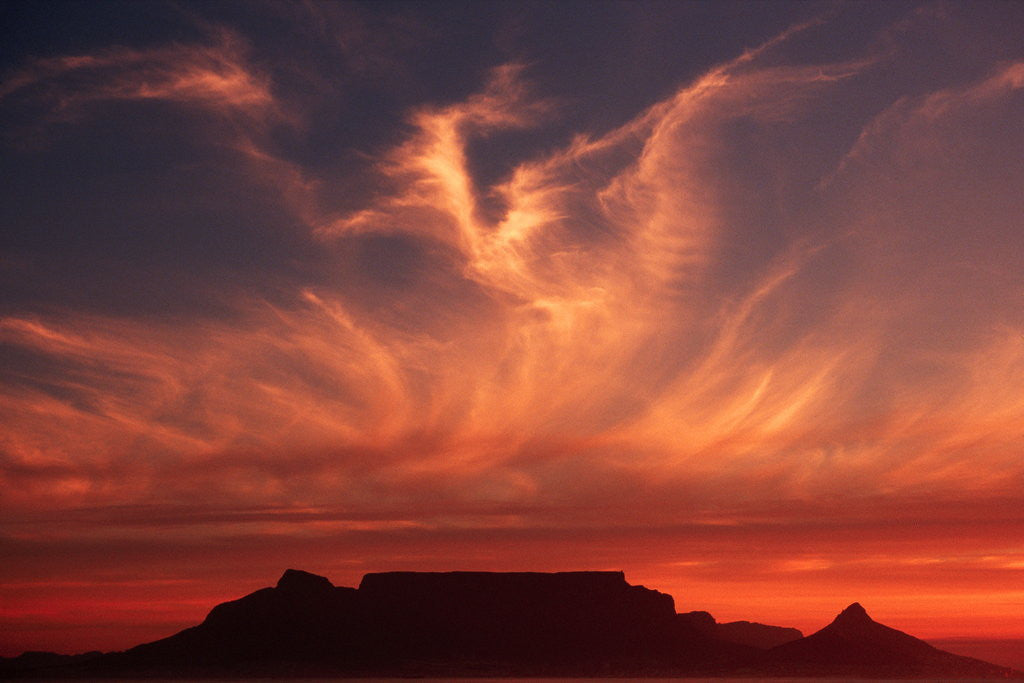 Detail of Sunset over Table Mountain by Anonymous