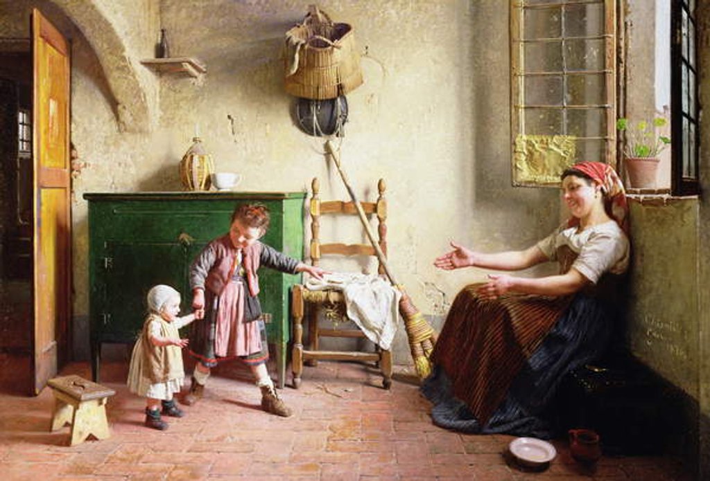 Detail of The First Steps, 1876 by Gaetano Chierici