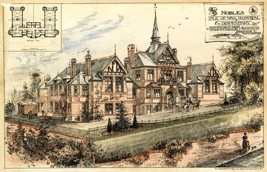 Detail of Noble's Isle of Man Hospital & Dispensary 1886 colour by Thomas William Cubbon