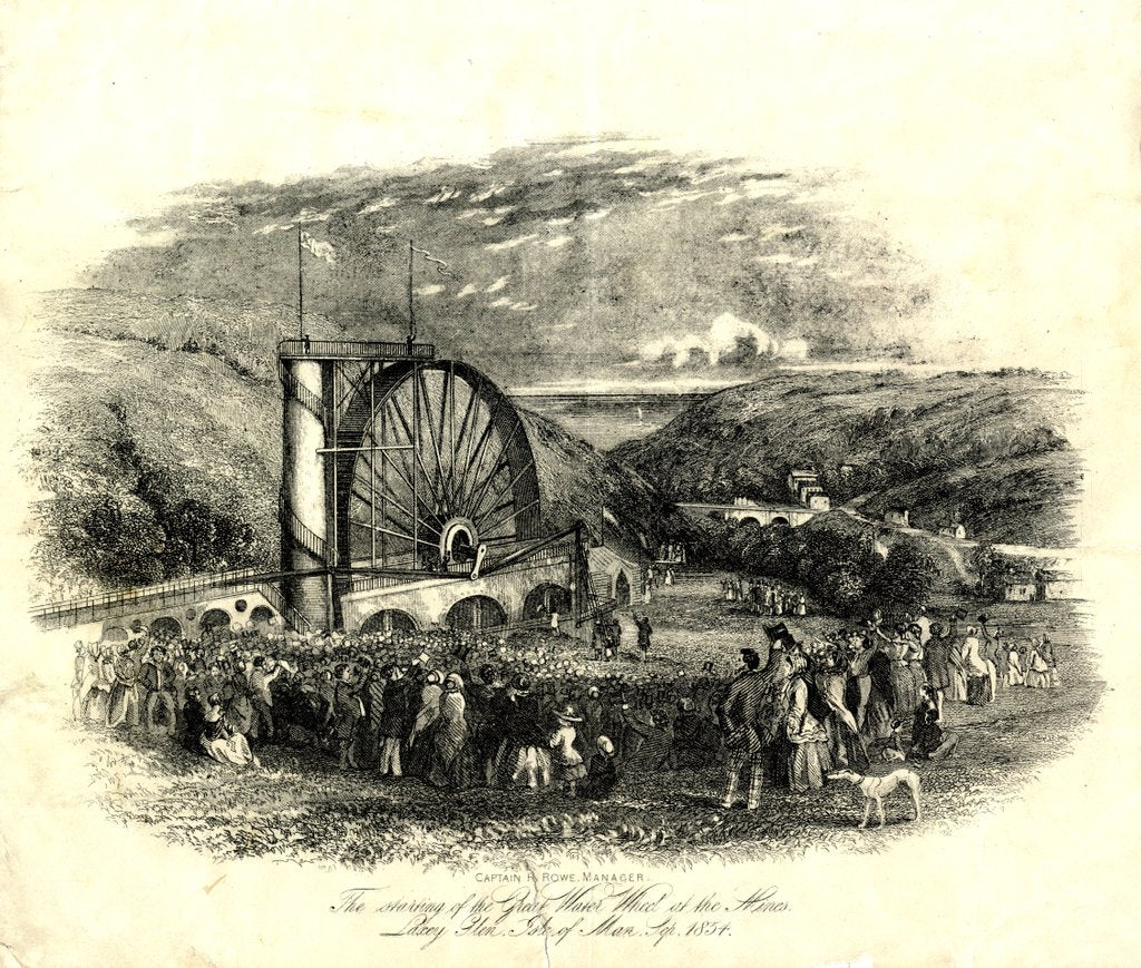 Detail of The starting of the Great Wheel at the Mines, Laxey Glen Sept 1854 by Unknown