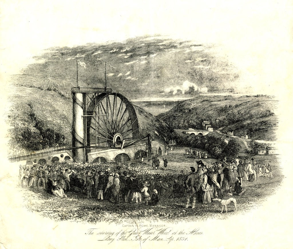 Detail of The starting of the Great Wheel at the Mines, Laxey Glen Sept 1854 by Unknown