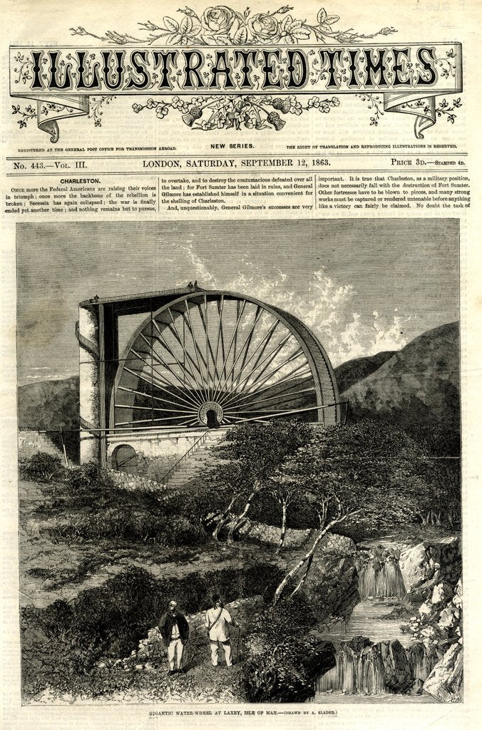 Detail of Gigantic water wheel at Laxey, Isle of Man by Illustrated Times