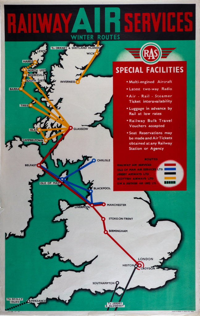 Detail of Railway Air Services Winter Routes by Railway Air Services Ltd.