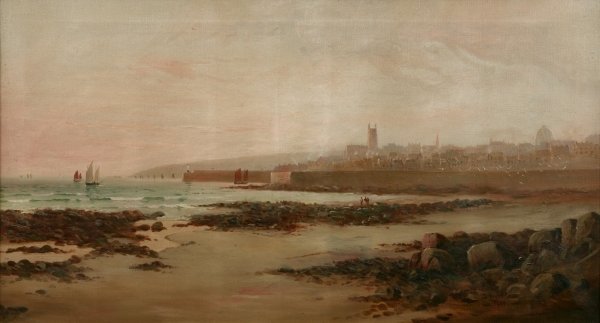 Detail of Penzance from Chyandour Beach, 1900 by Huguet Le
