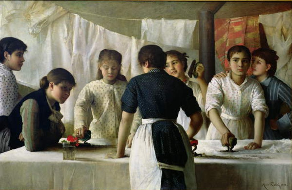 Detail of Laundresses, 1882 by Marie Mrs Dujardin-Beaumetz Petiet