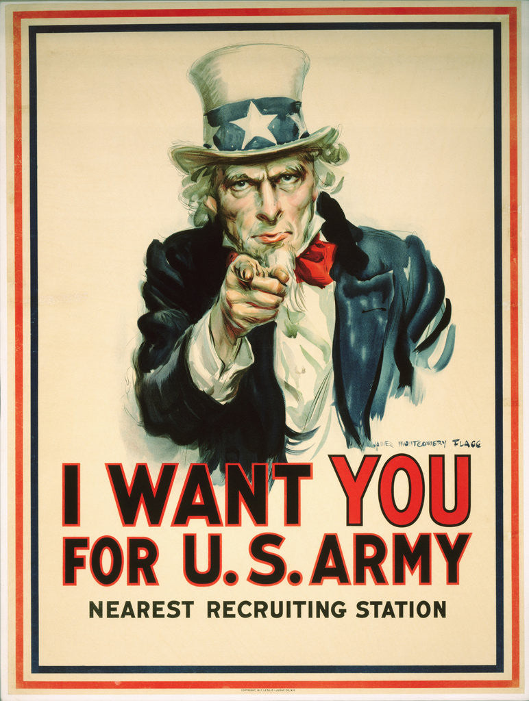 Detail of I Want You for the U.S. Army Recruitment Poster by James Montgomery Flagg