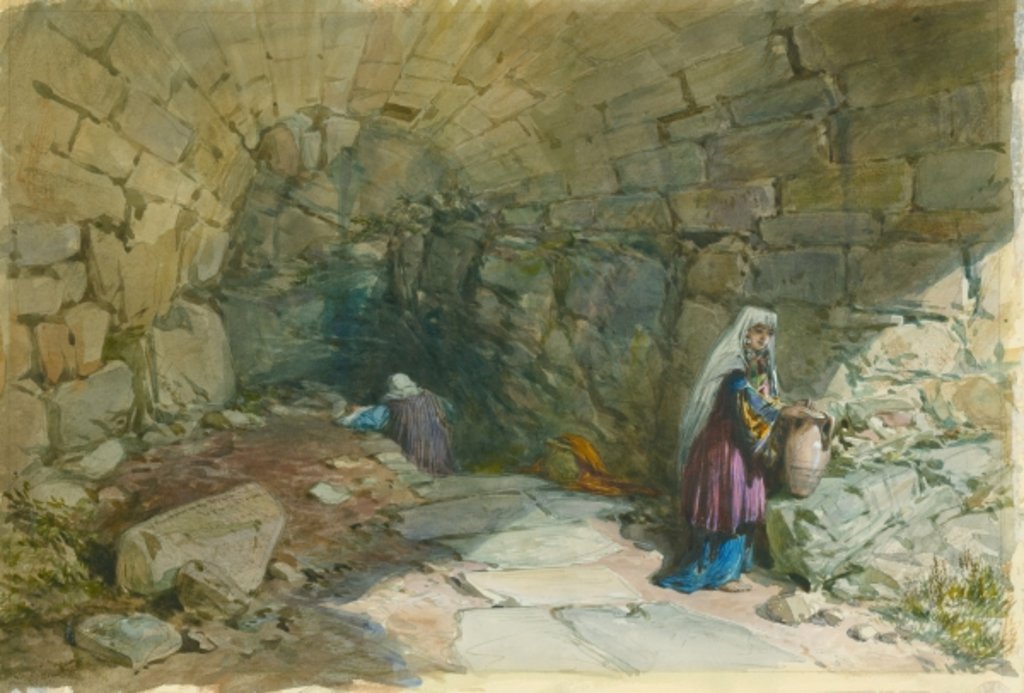 Detail of The Fountain of the Virgin, Jerusalem, 1869 by William 'Crimea' Simpson