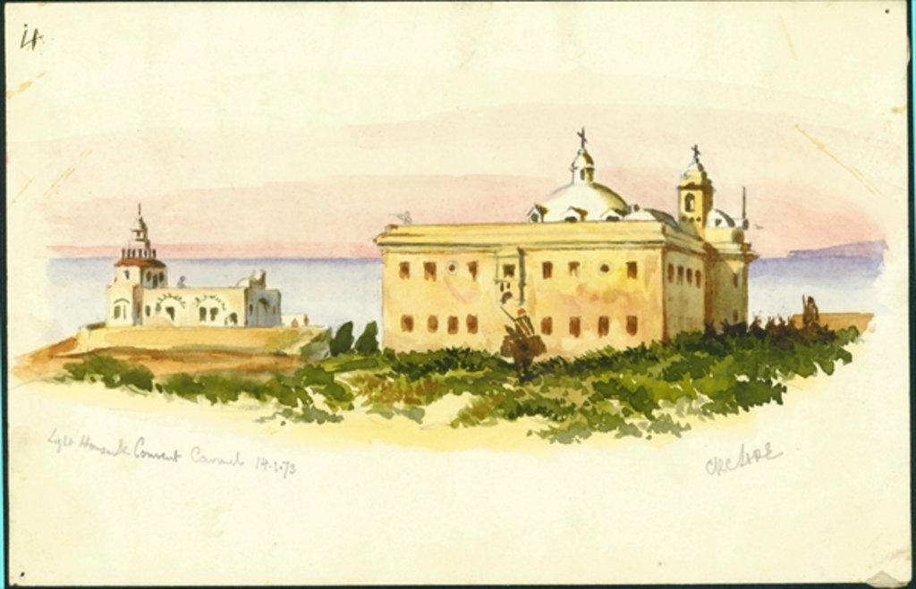 Detail of Light House and Convent, Carmel, 1873 by Claude Conder