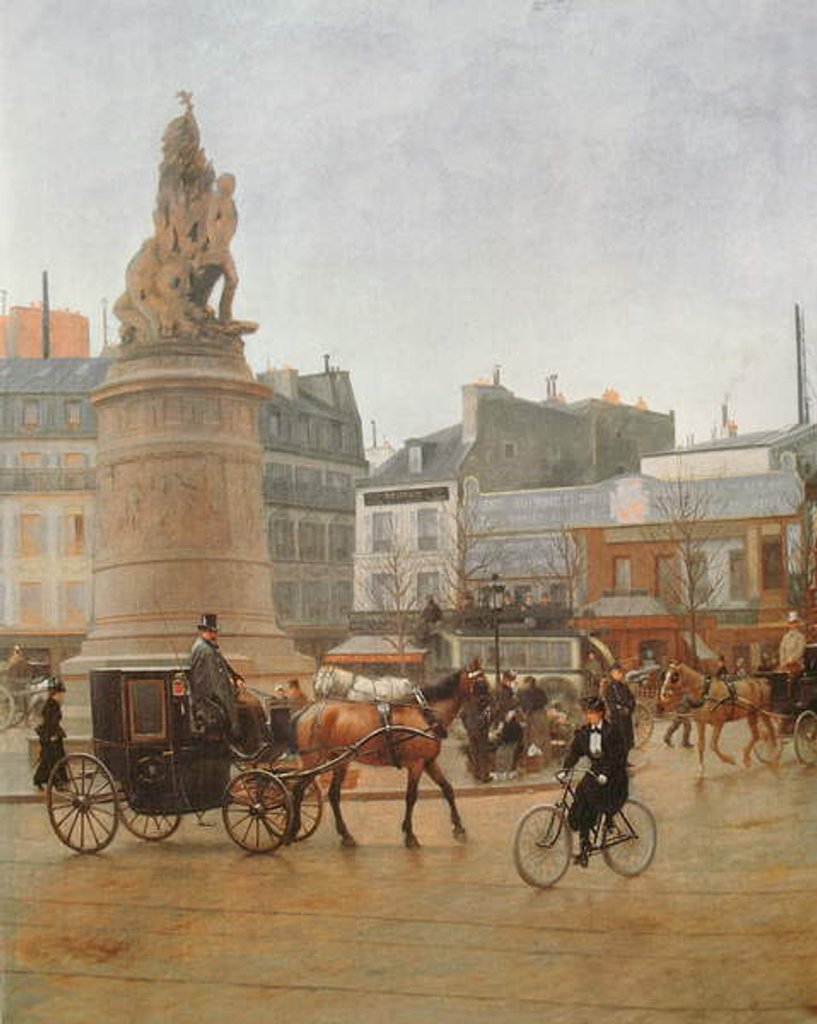 Detail of La Place Clichy, Paris, 1896 by Edmond Georges Grandjean