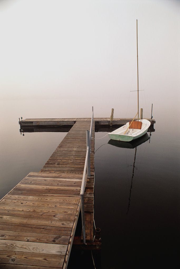 Detail of Sailboat Tied to Dock by Anonymous