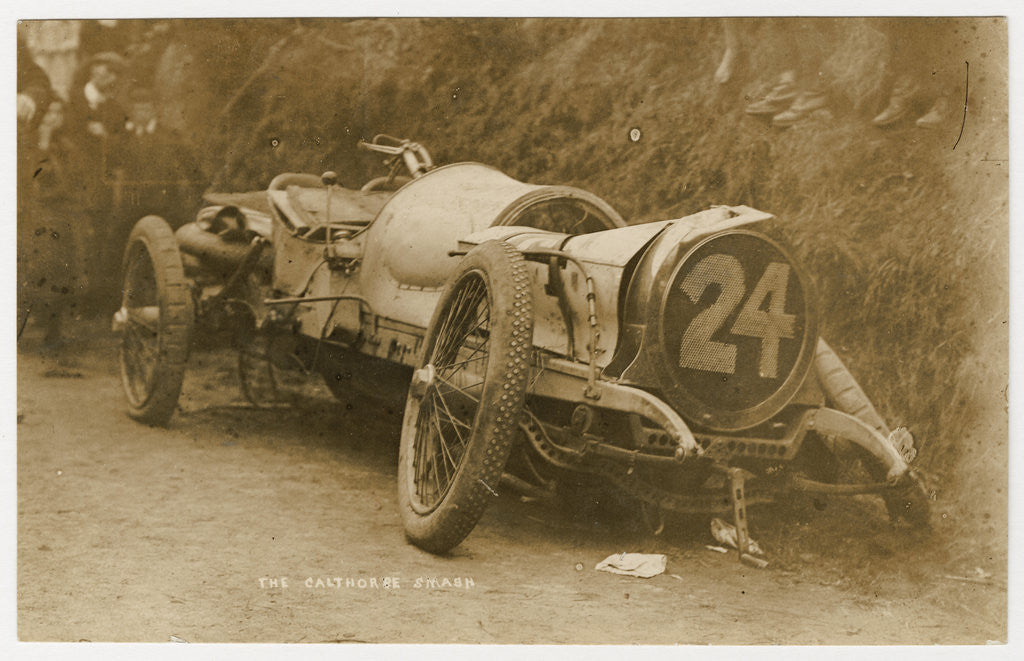 Detail of Calthorpe smash at the 1908 Tourist Trophy motorcar race by Anonymous