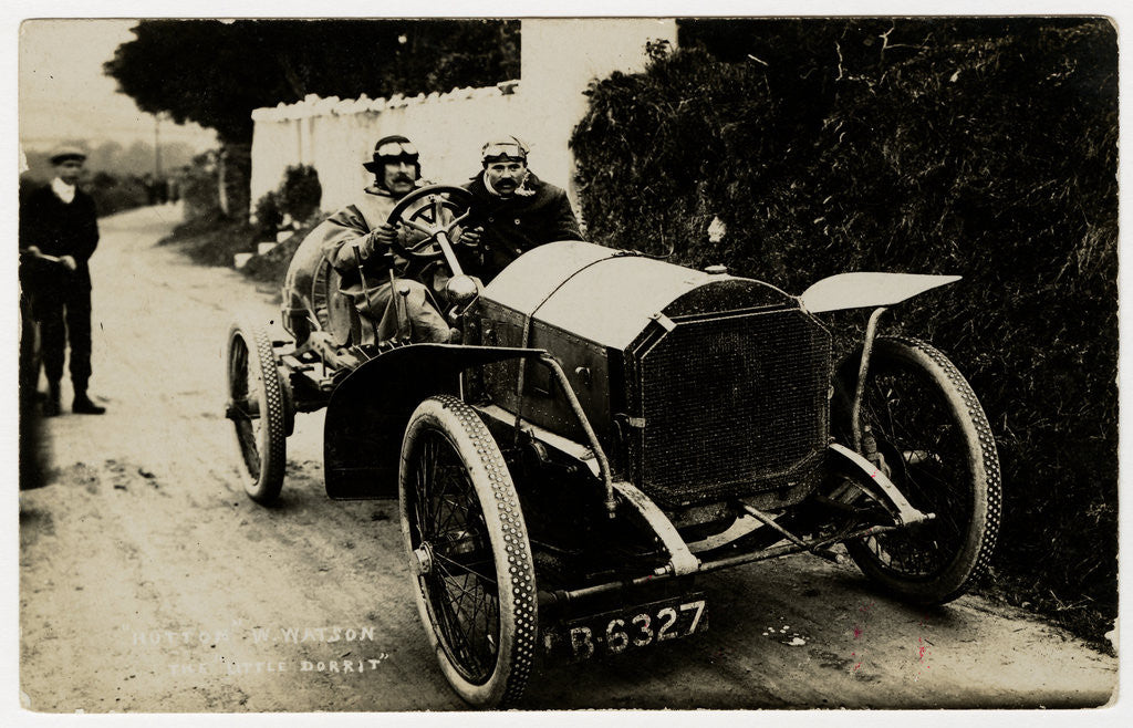 Detail of W. Watson in a Napier Hutton,1908 Tourist Trophy motorcar race by Anonymous