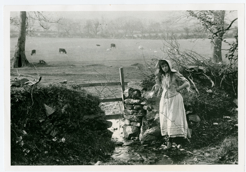 Detail of Girl in peasant dress at Claughbane, Ramsey by George Bellett Cowen