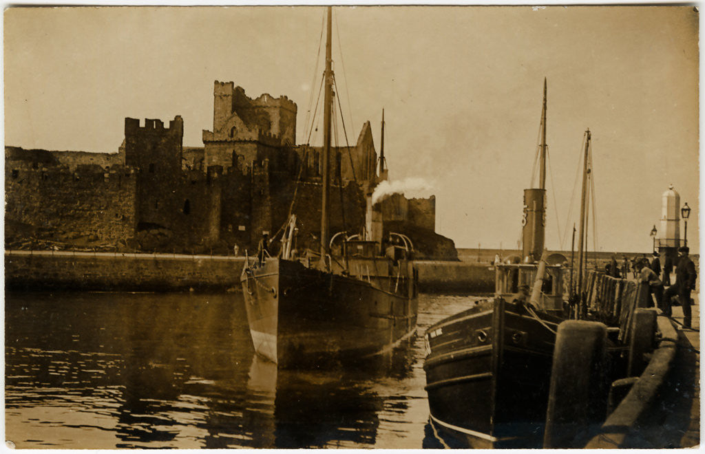 Detail of Steam Drifter 'Manx Bride' at Peel by George Goodwin