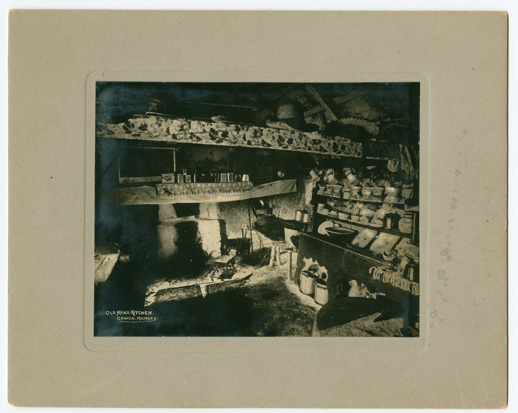 Detail of Kitchen interior of a thatched cottage in Andreas by George Bellett Cowen