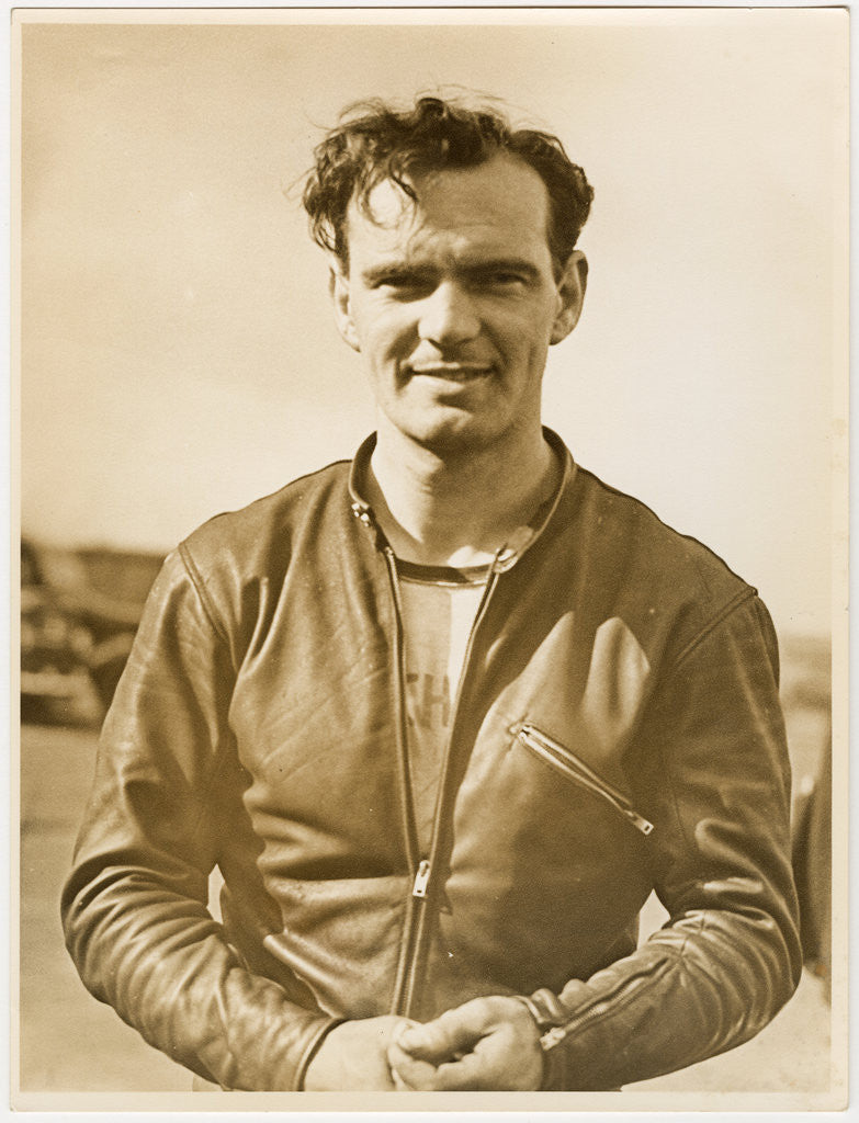Detail of Bob McIntyre, TT (Tourist Trophy) rider by T.M. Badger