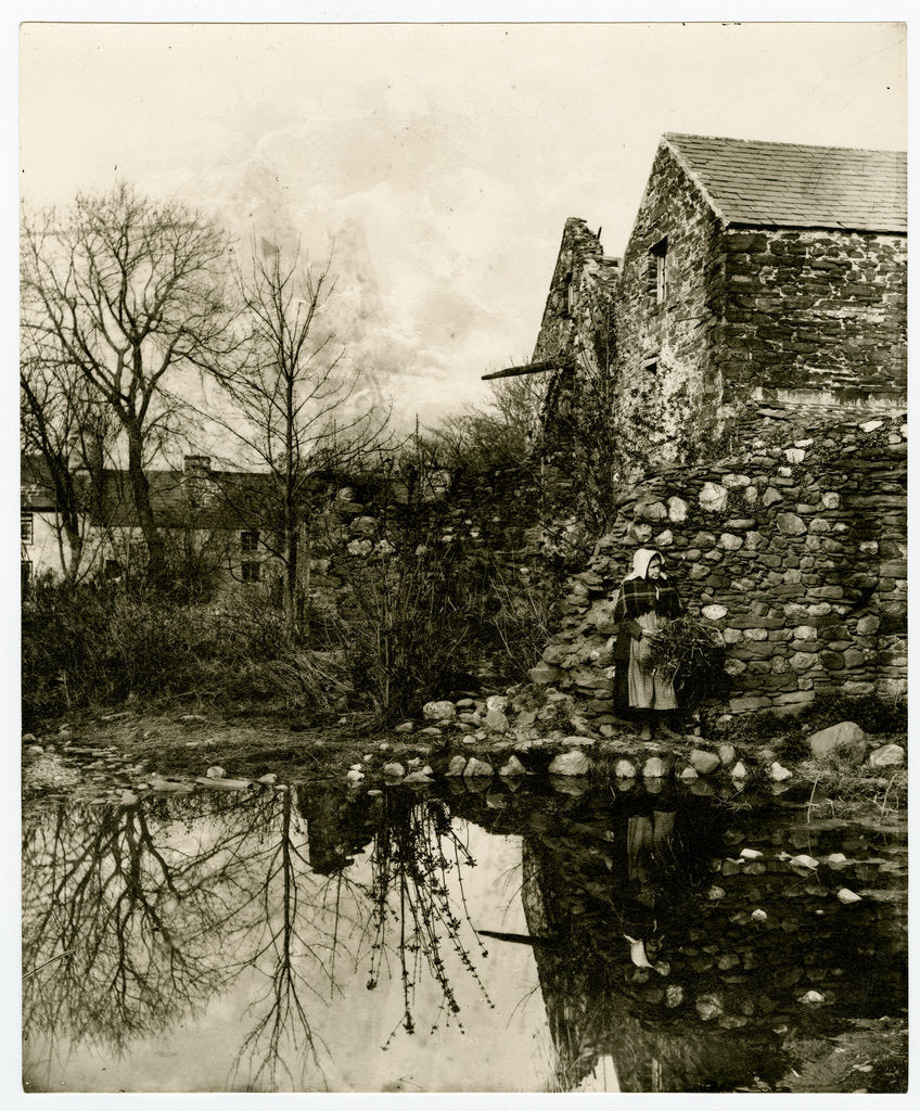 Detail of Study of woman gathering wood alongside a stream by George Bellett Cowen