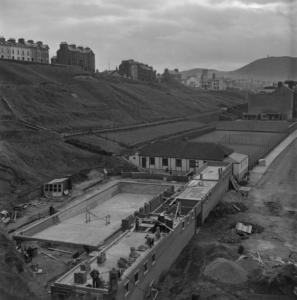 Detail of Peel swimming baths being built by Manx Press Pictures