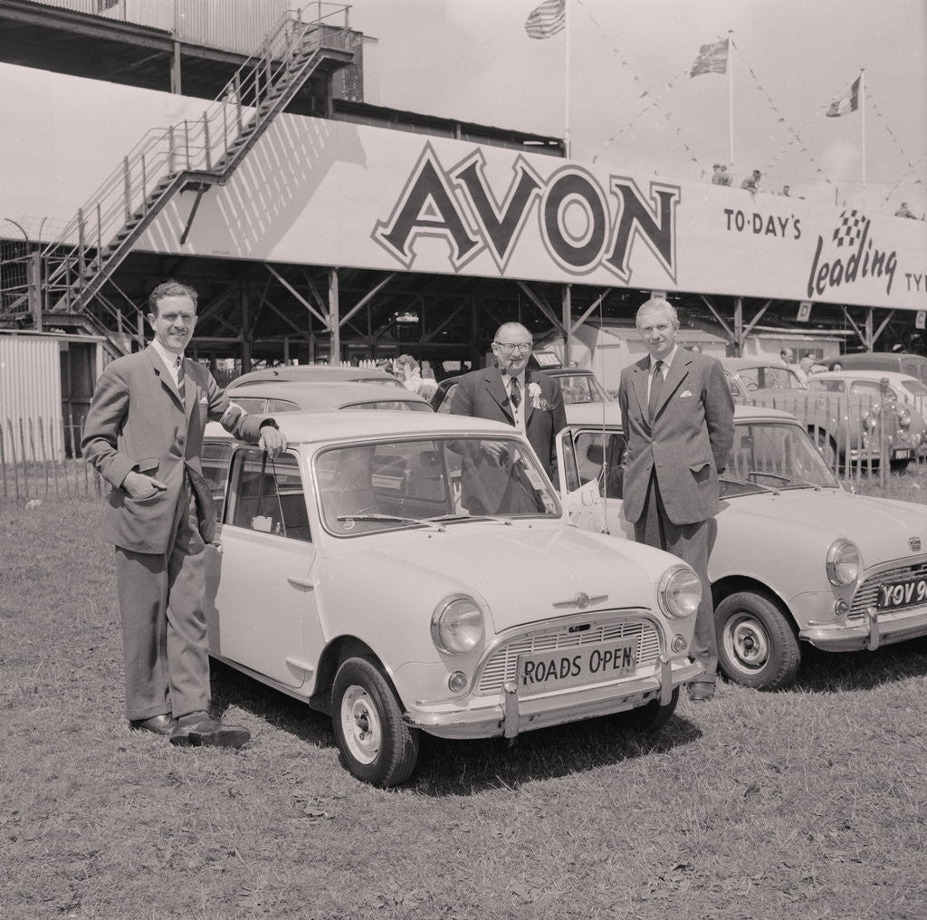 Detail of Lieutenant Governor, Sir Ronald Herbert Garvey, with 'roads open' mini motorcar by Manx Press Pictures
