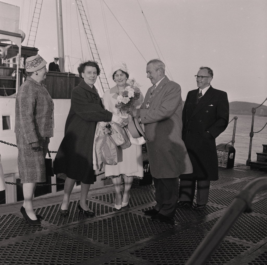 Detail of First visitor to Ramsey by boat by Manx Press Pictures
