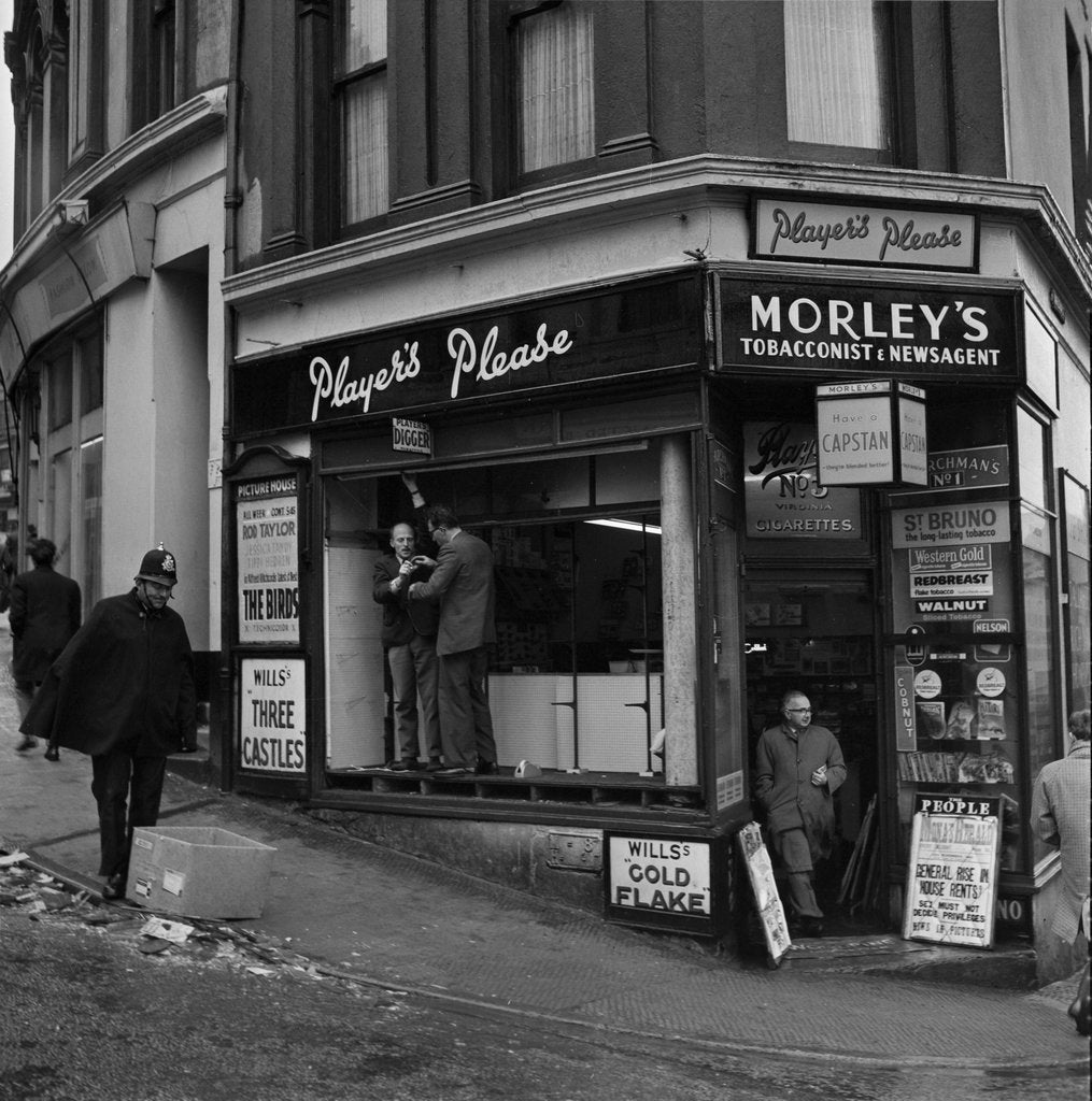Detail of Morley's shop window 'blown in', Douglas by Manx Press Pictures