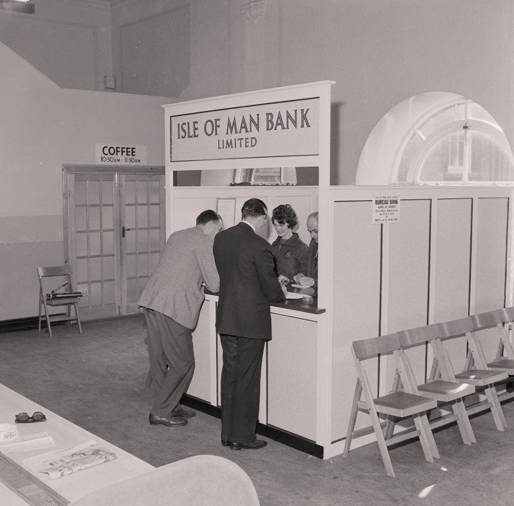 Detail of Isle of Man Bank, temporary bank at Castle Mona by Manx Press Pictures