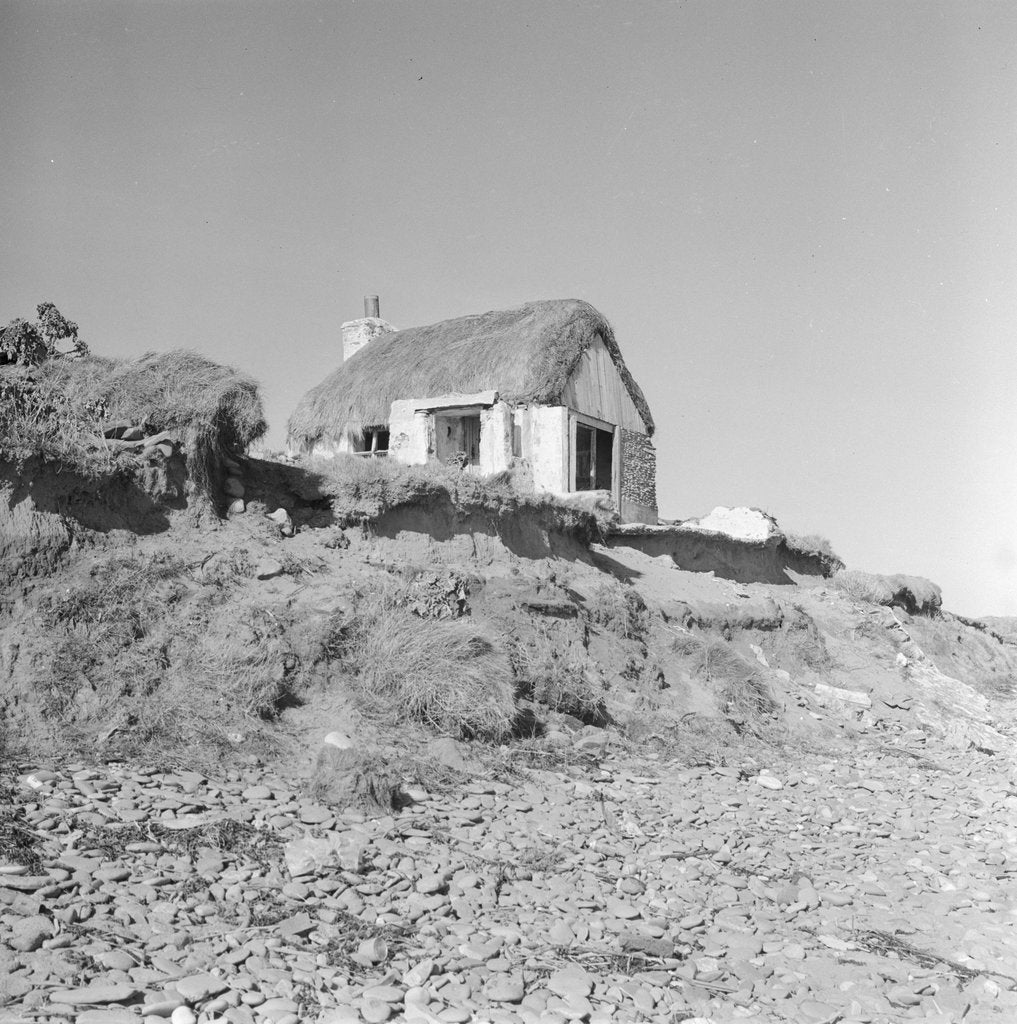 Detail of Thatched cottage and coastal erosion, Bride by Manx Press Pictures