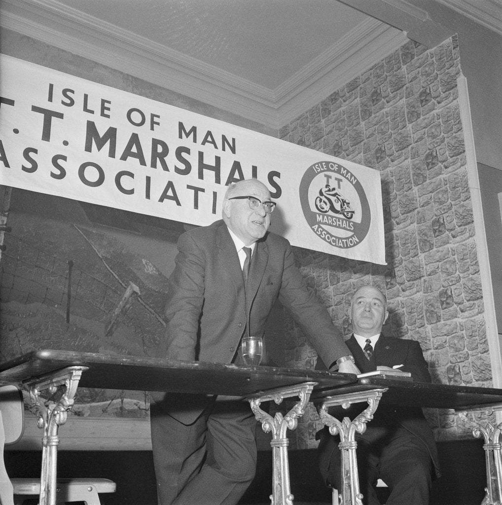 Detail of Harold Daniel addresses Isle of Man TT Marshals Association by Manx Press Pictures